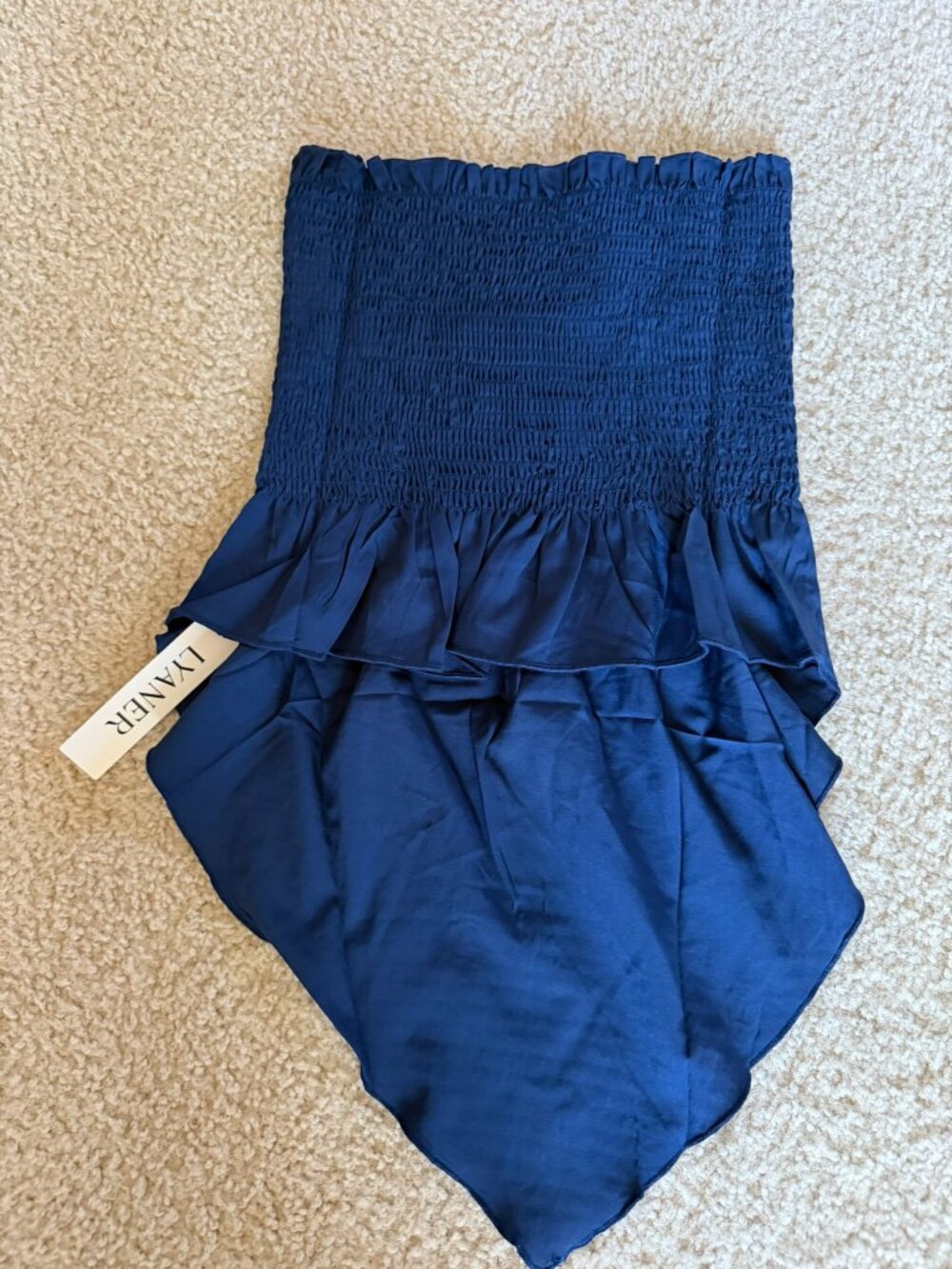 Strapless Navy Ruffle Top - Picture 2 of 4
